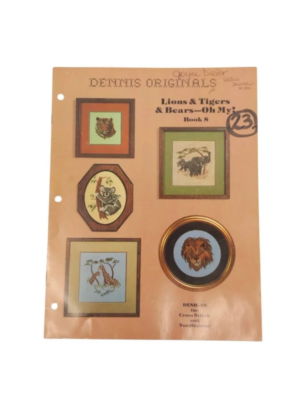 Cross Stitch Pattern Booklets Vintage Lot of 4 Animal Safari Cat Needlepoint DIY